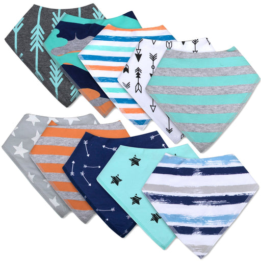 10-Pack Baby Bandana Bibs - Boys