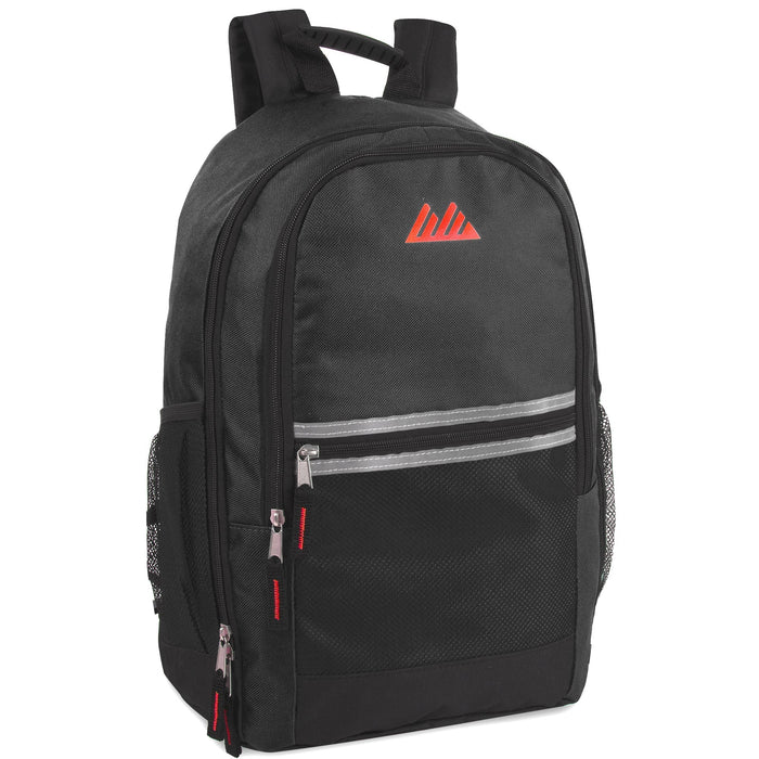 18.5 Inch Multi-Pocket Reflective Backpack - Black