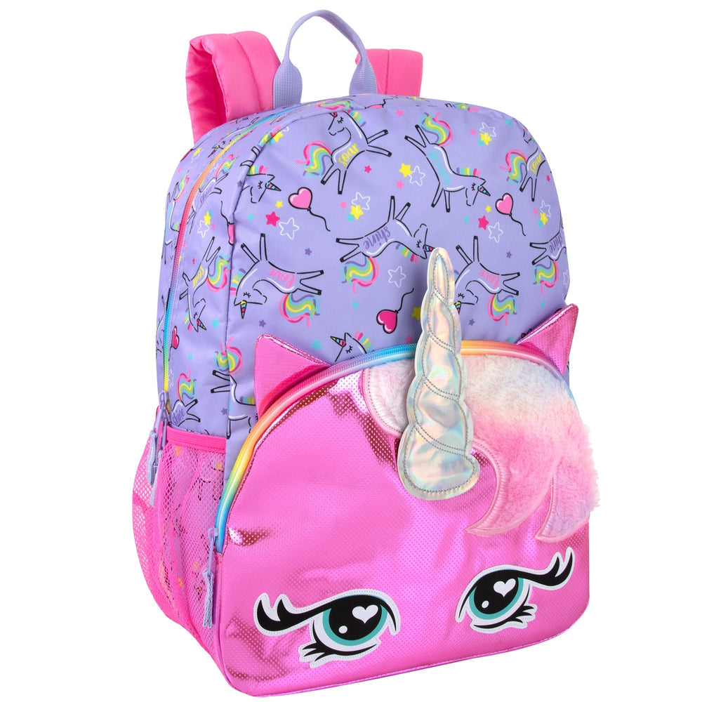 17 Inch Unicorn Head Backpack - Purple