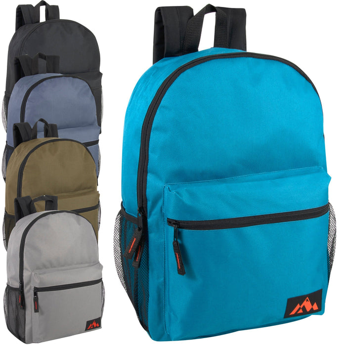 18 Inch Trailmaker Boy's Assorted Colors Backpack with Side Mesh Pocket - 5 Colors