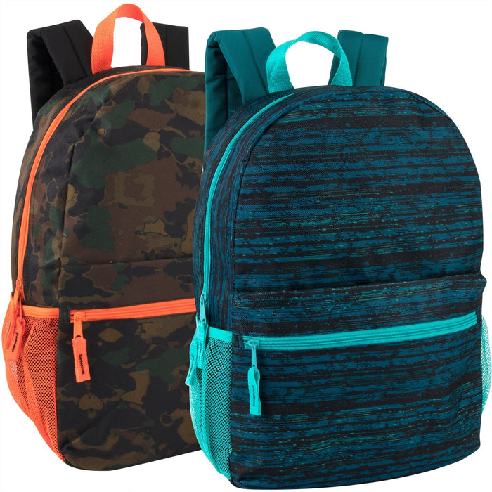 17-inch Printed Backpack w Side Mesh Pockets