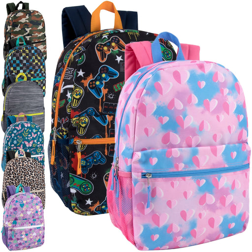 17-inch Printed Backpack w Side Mesh Pockets