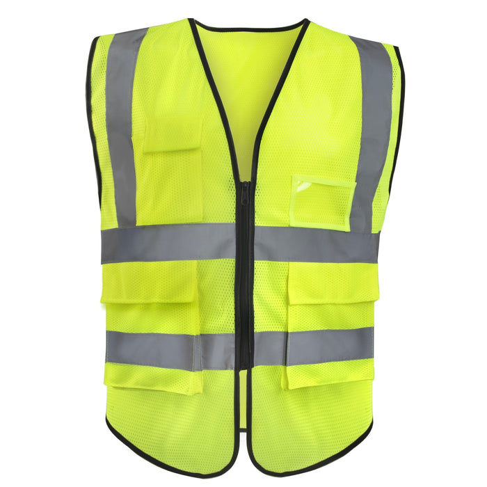 Deluxe Adult High Visibility Safety Vest With Clear ID Pocket