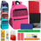 17-Inch Double Front Zippered Backpack with 20-Piece School Supplies Kit - 5 Girl Colors