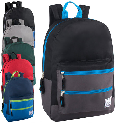 17-Inch Double Front Zippered Pocket Backpack