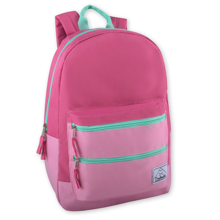 17- Inch Double Front Zippered Pocket Backpack - Girls