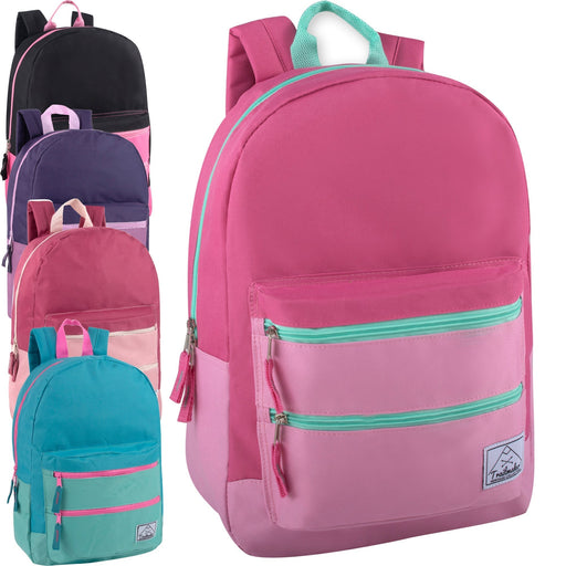 17- Inch Double Front Zippered Pocket Backpack - Girls