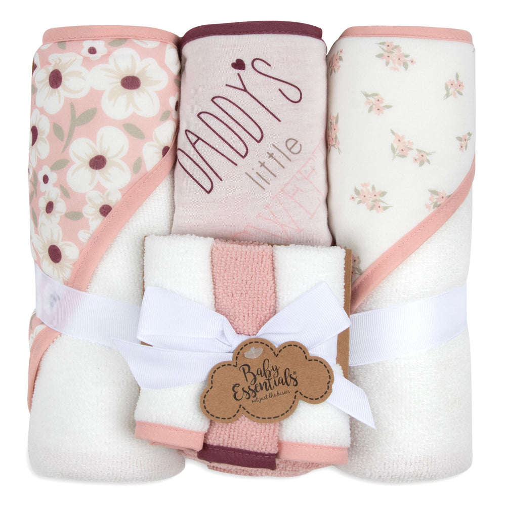 6-pc. Baby Bath Set w/ Hooded Towel & Wash Cloths - Daddy's Little Sweetie