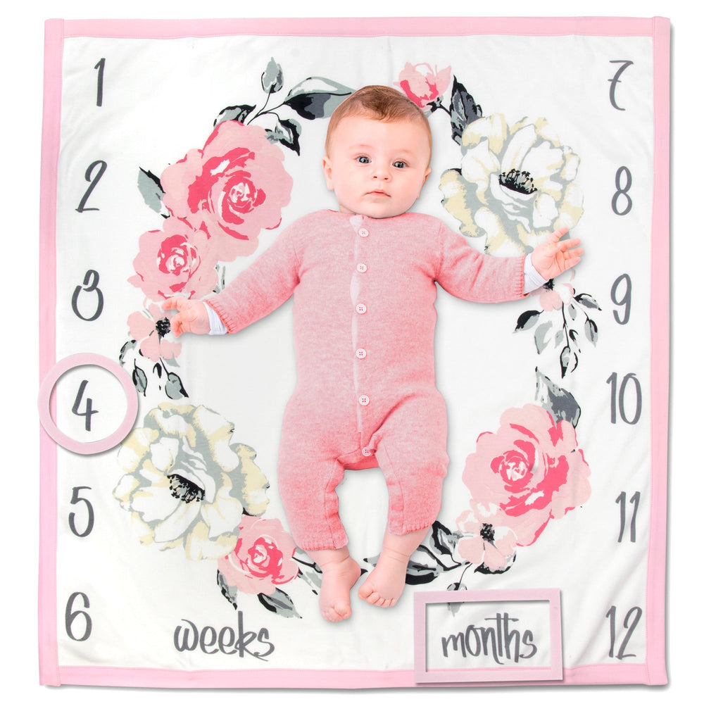 Photo Op Milestone Blanket - Pink Floral