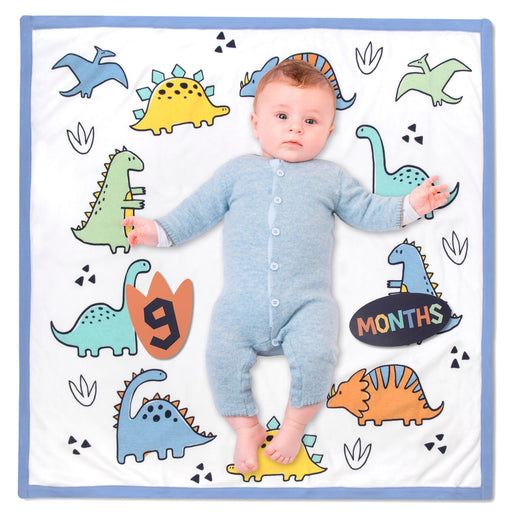 Photo Op Milestone Blanket - Blue Dinosaur