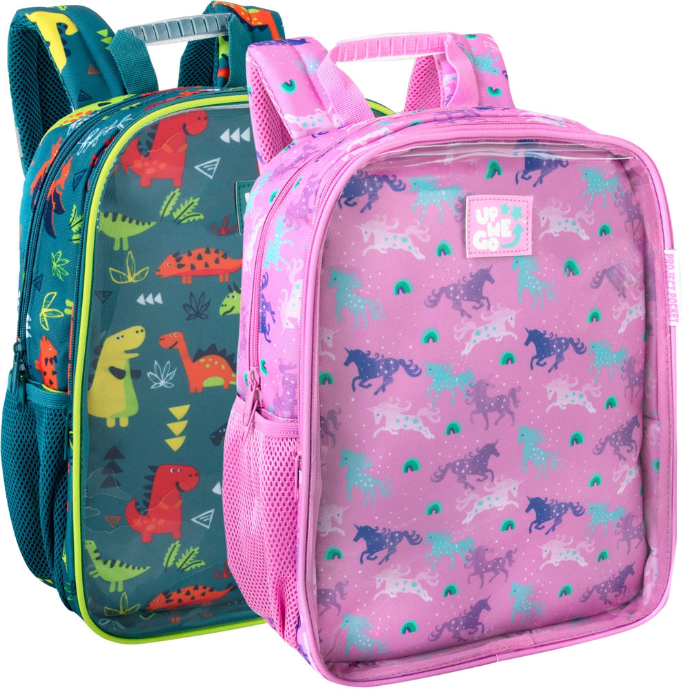 Toddler Printed Backpack w Large Front Clear Pocket