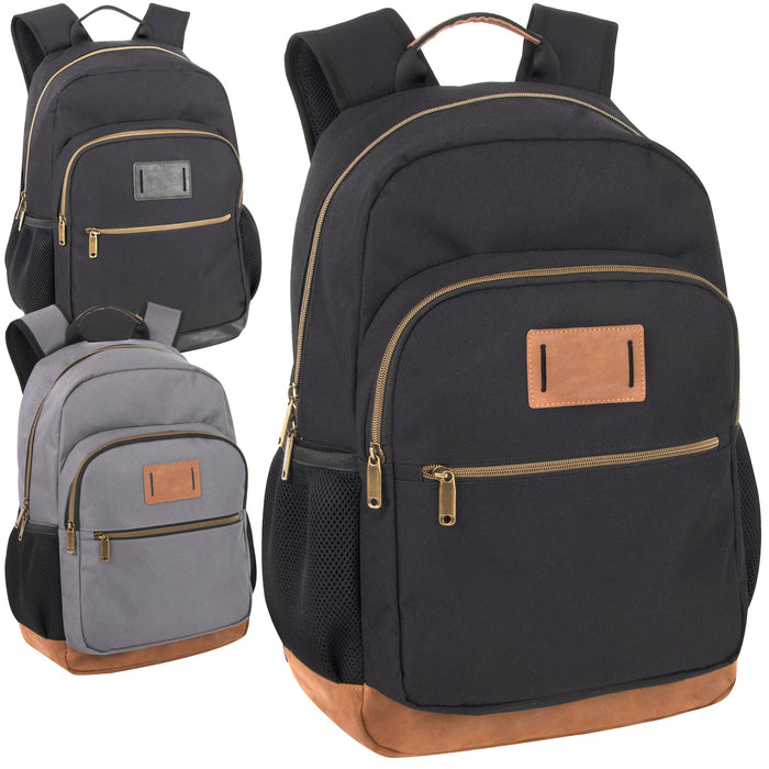 18.5-inch Multi Pocket Backpack w Vynl Bottom  - 3 Colors