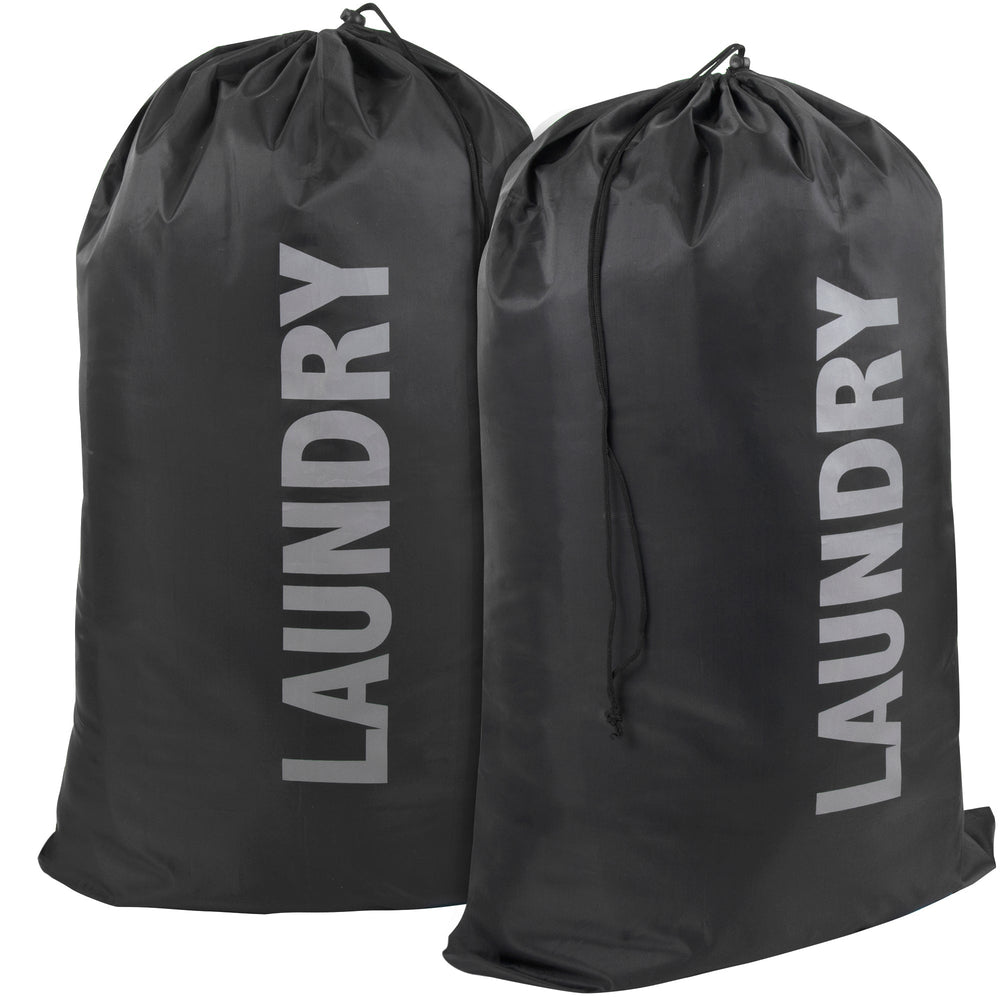 Wholesale "Laundry" Graphic Drawstring Laundry Bag 2-Pack - Black