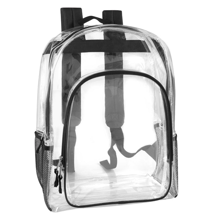 Deluxe 17 Inch Clear Backpack with Side Pockets