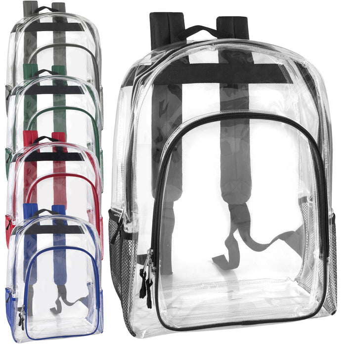 Deluxe 17 Inch Clear Backpack with Side Pockets