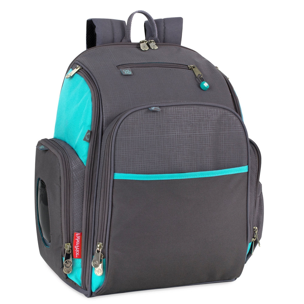 Fisher-Price Fastfinder Multi-Pocket Diaper Bag Backpack  -Teal & Grey