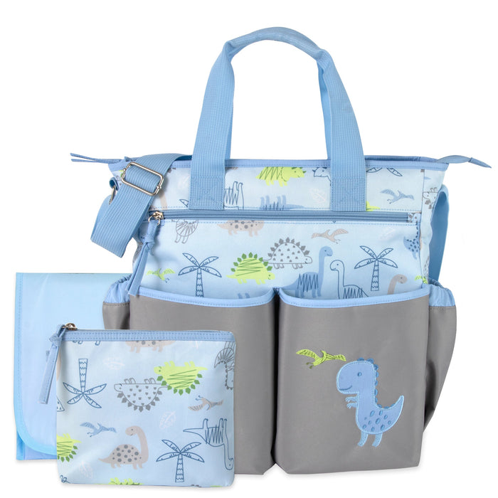 Baby Essentials 3-in-1 Diaper Bag Set - Blue Dino Themed