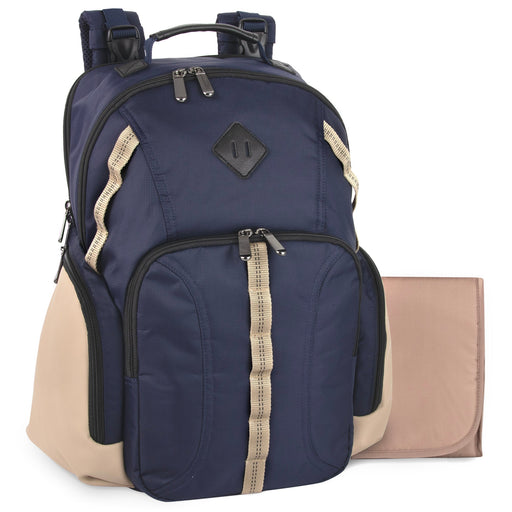 Baby Essentials Two Tone Diaper Bag Backpack w Changing Pad - Navy Khaki