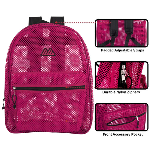 Bulk Premium 17 Inch Mesh Backpack - Girls