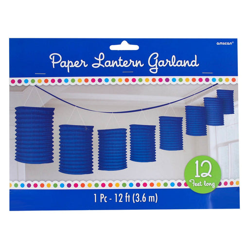 Paper Lantern Garland Blue 12'