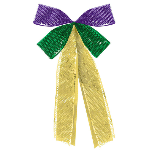 Mardi Gras 2 Tier Bow 18"