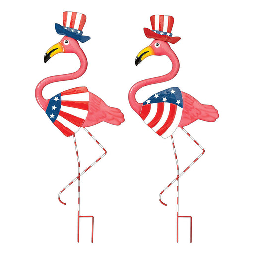 Patriotic Flamingo Yard Stake 35"