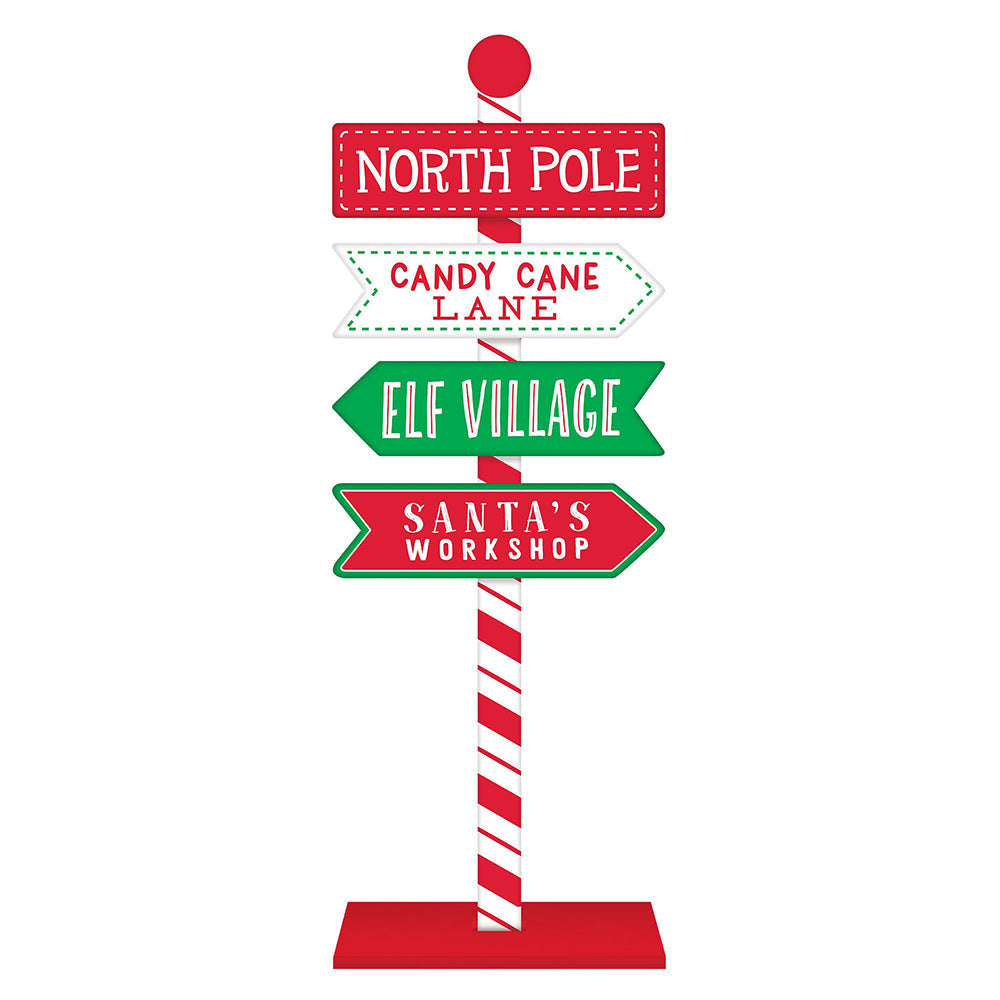 North Pole Directional Standing Sign 28.5"