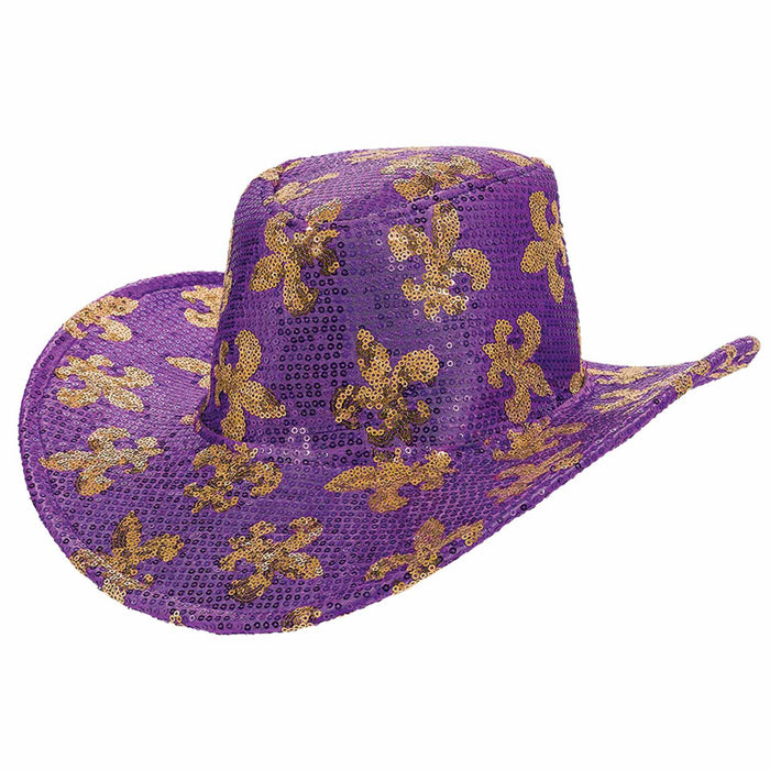 Mardi Gras Sequined Cowboy Hat