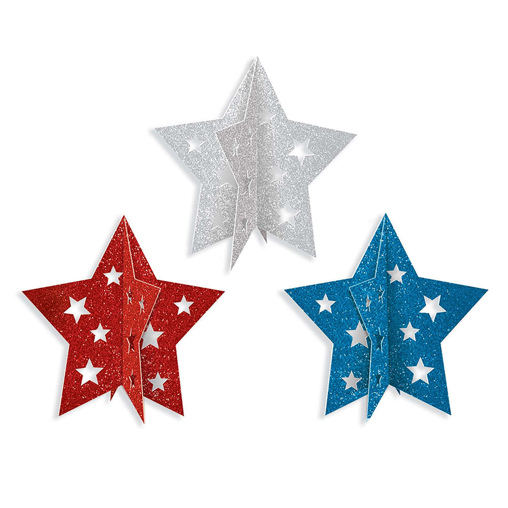 Patriotic Mini 3-D Centerpieces 5" (3 PACK)