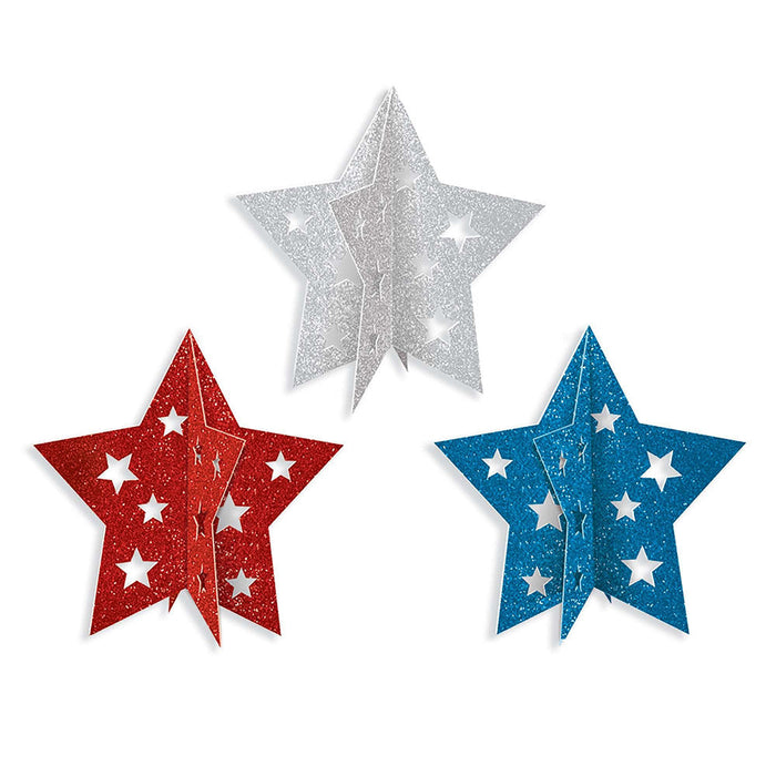 Patriotic Mini 3-D Centerpieces 5" (3 PACK)