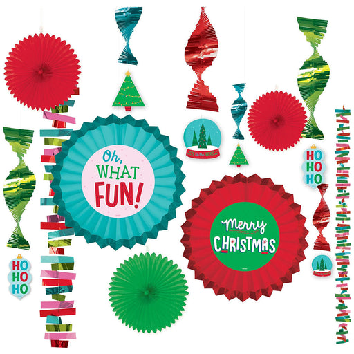 Christmas Paper Fan Decorating Kit (13 PACK)