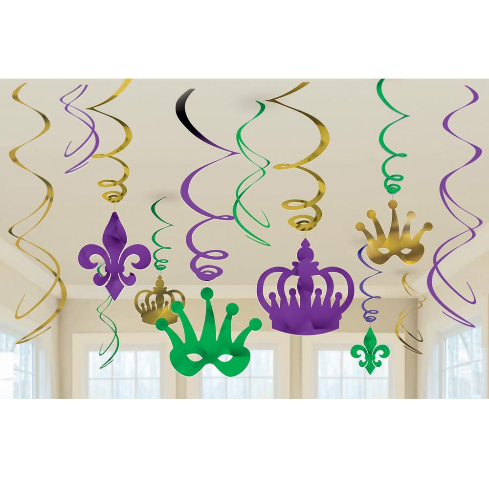 Swirl Decorations - Mardi Gras (12 PACK)