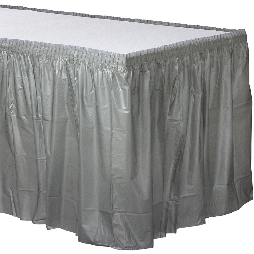 Plastic Table Skirt 21' x 29" Silver