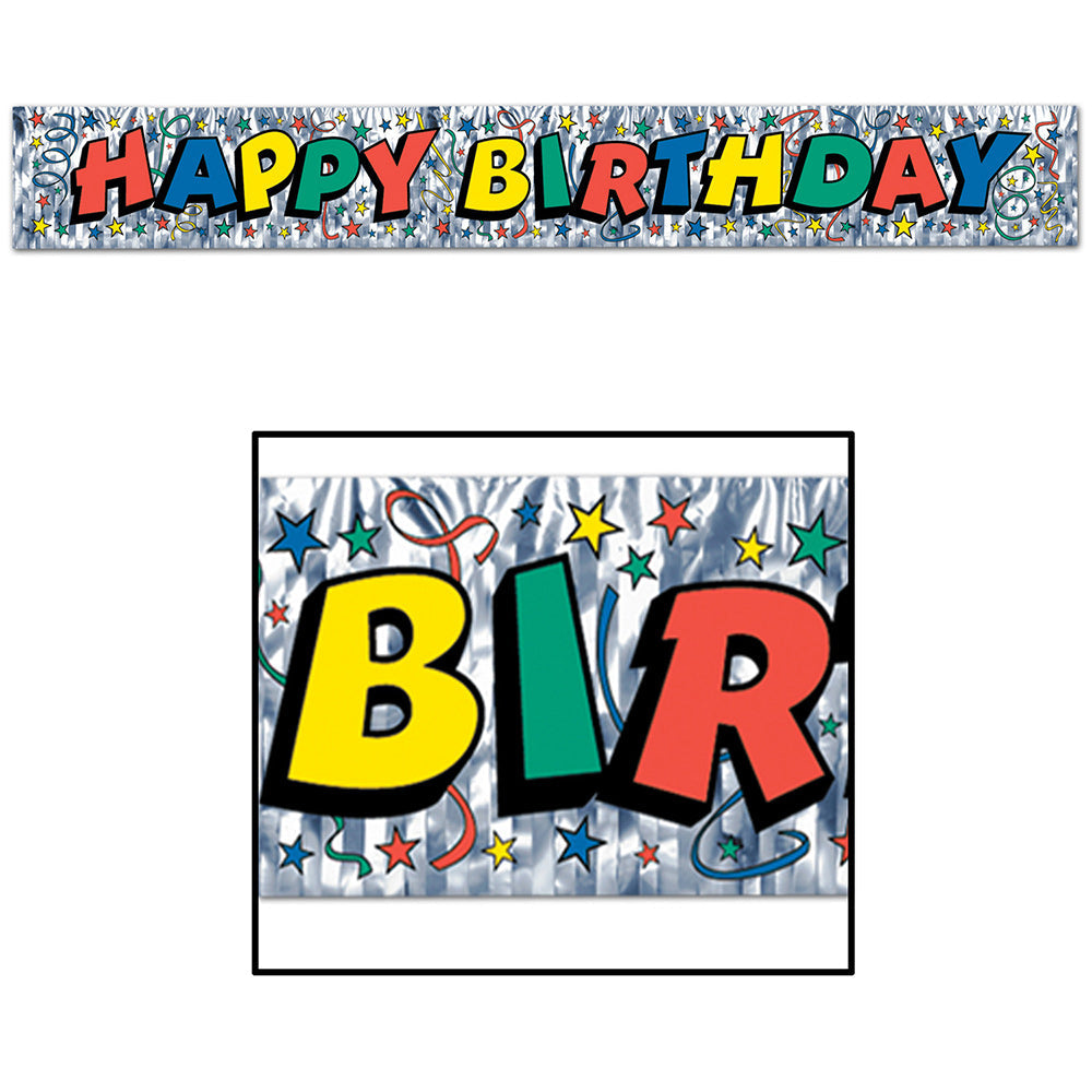 Happy Birthday Metallic Fringe Banner 5'