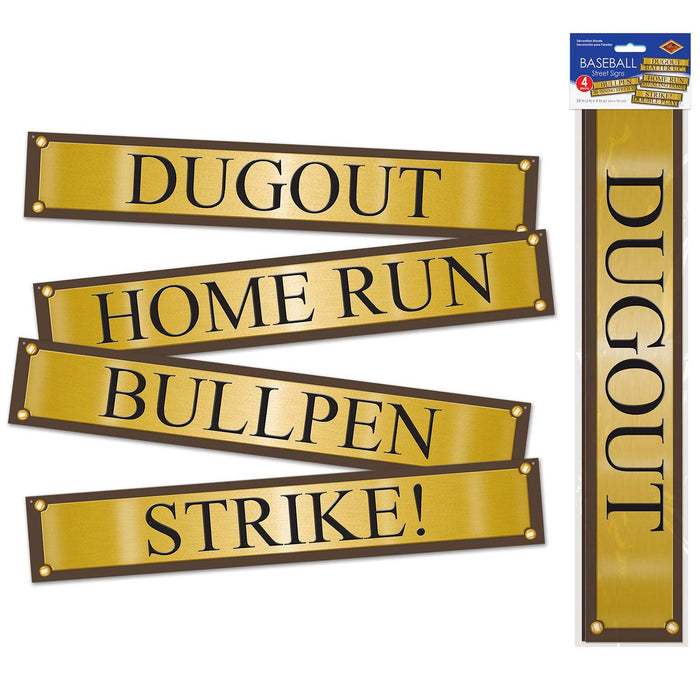 Baseball Street Sign Cutouts 24" (4 PACK)