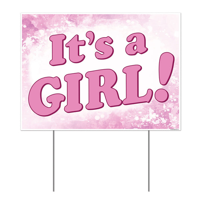 Plastic It's A Girl Yard Sign 11-1/2" x 15-1/2"