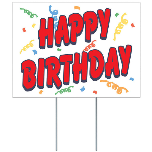 Plastic Happy Birthday Yard Sign 11-1/2" x 15-1/2"