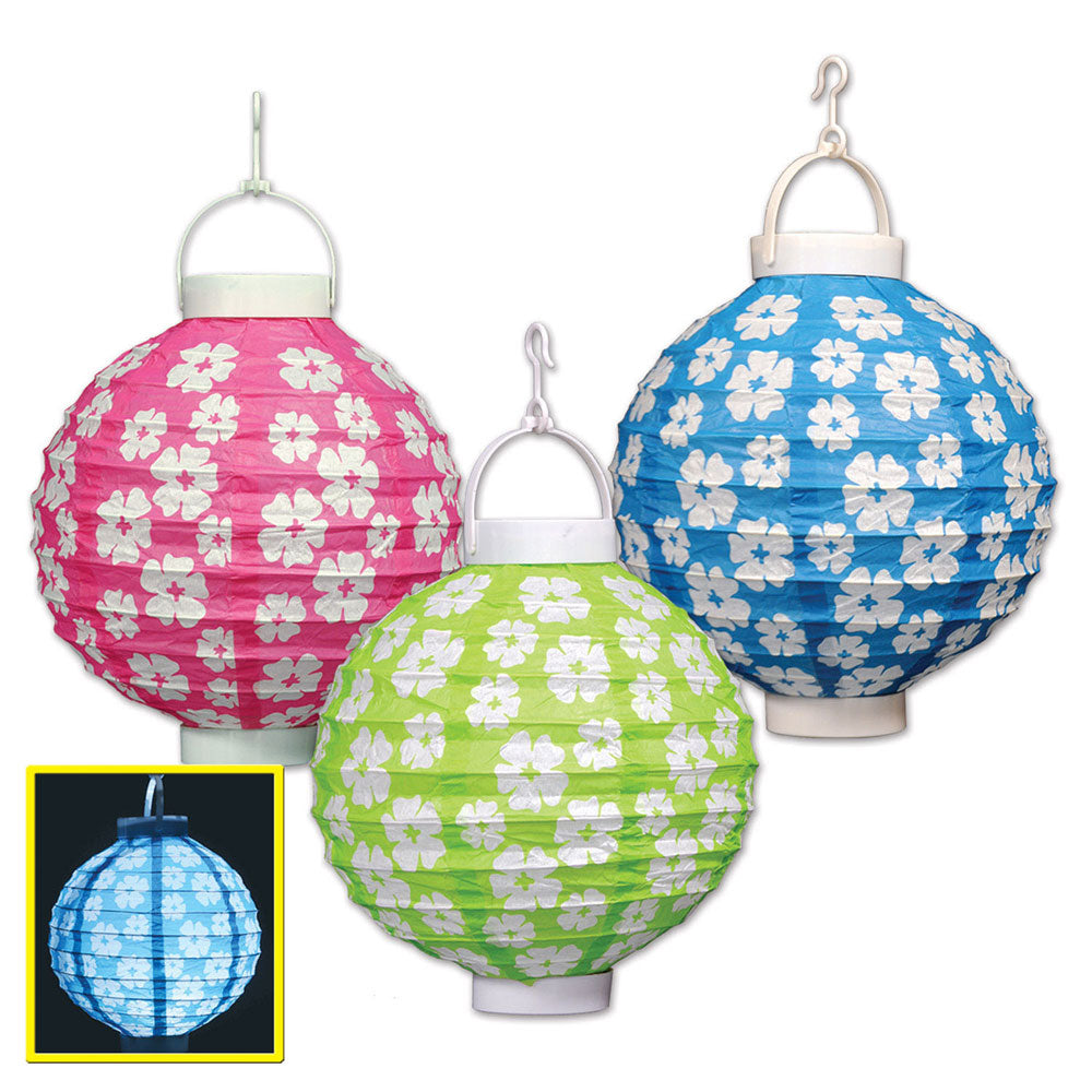 Light Up Lanterns - Hibiscus 8" (3 PACK)