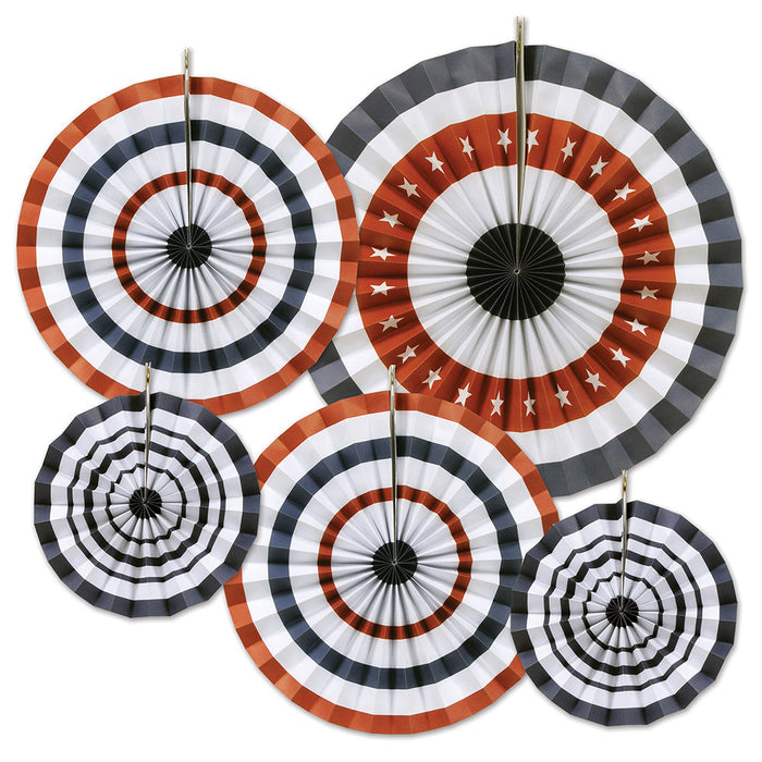 Patriotic Accordion Paper Fans (5 PACK)