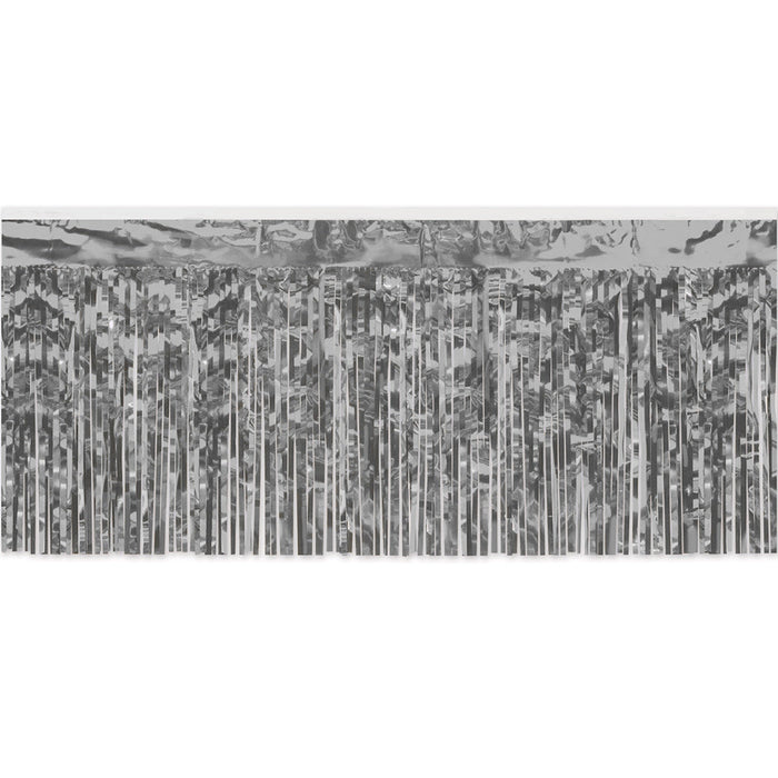 Silver 1-Ply Metallic Fringe Drape 15" x 10'