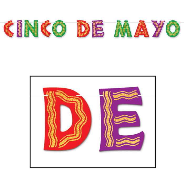 Cinco De Mayo Glitter Banner 10'