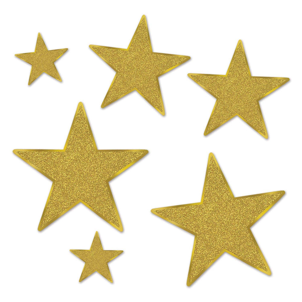 Glittered Foil Star Cutouts 5"-12" (6 PACK)