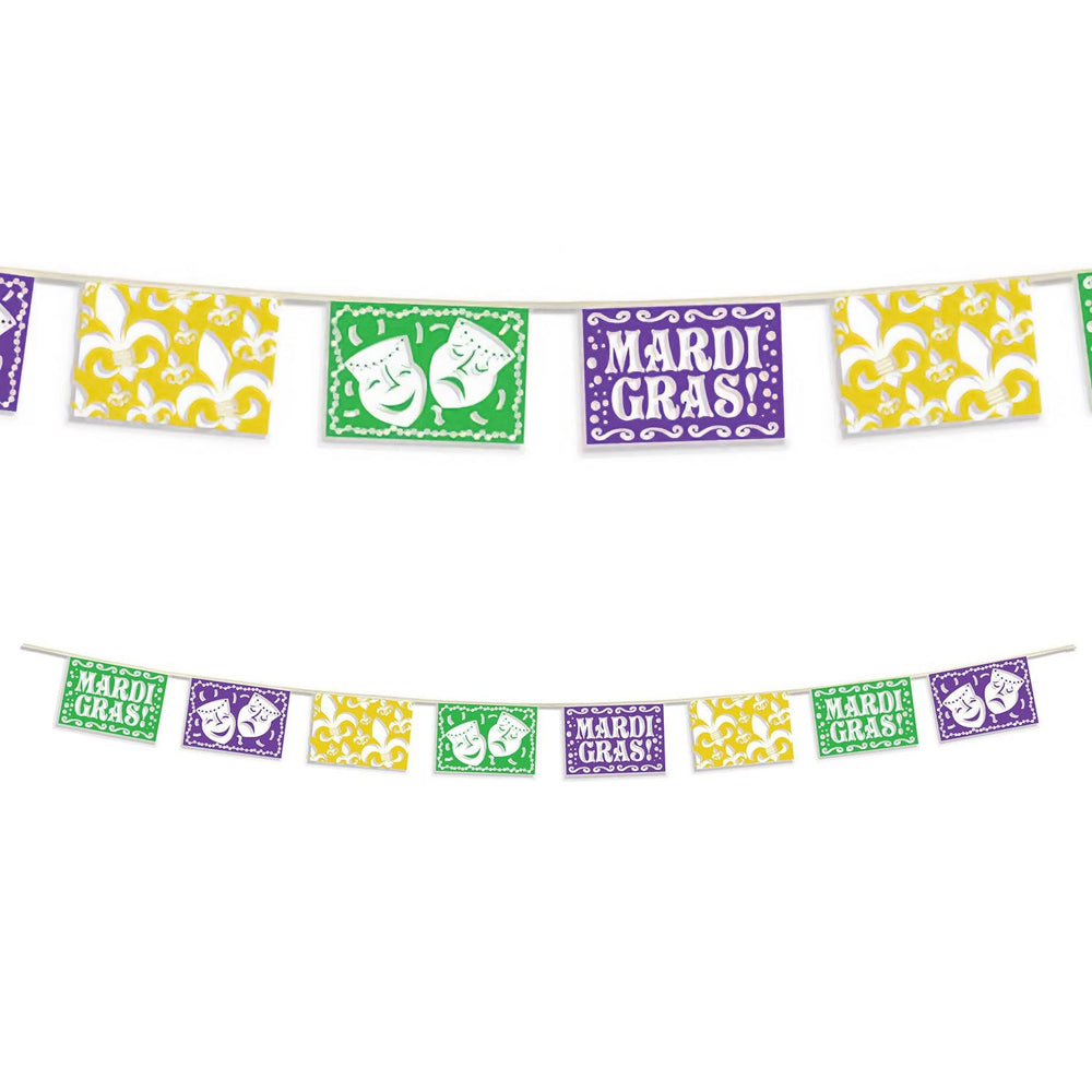 Mardi Gras Picado Style Pennant Banner 12'