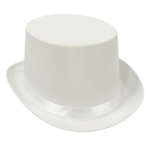 Satin Sleek Top Hat - White