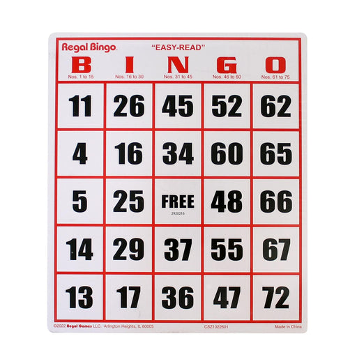 Bingo Cards Large Print 8" x 9" (50 PACK)