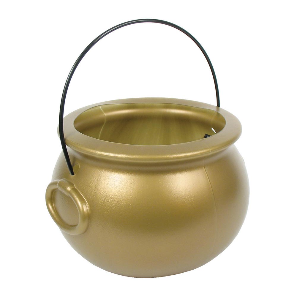 Gold Plastic Cauldron 8"