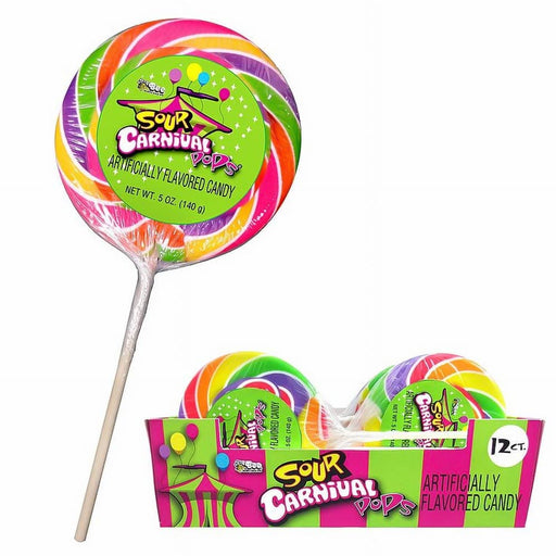 Giant Sour Carnival Pop Green Apple 4.5" (12 PACK)