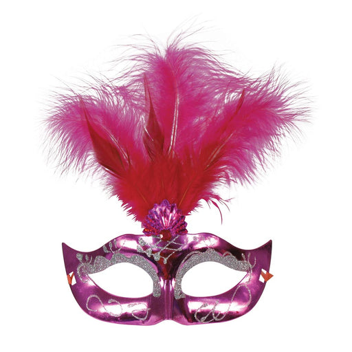 Feather Half Mask Fuchsia