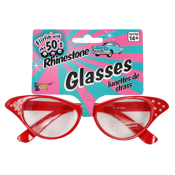 Retro Rhinestone Glasses Red