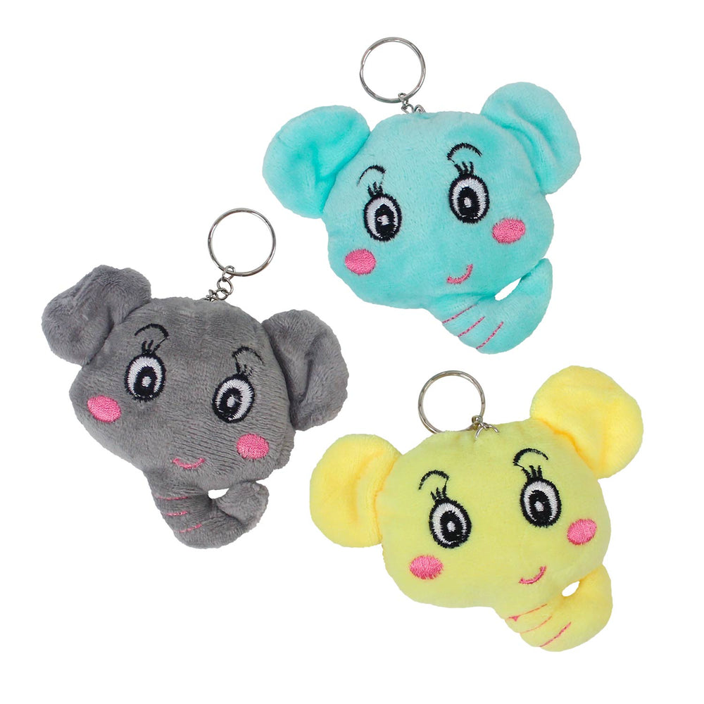 Plush Elephant Head Keychain 3.5" (DZ)